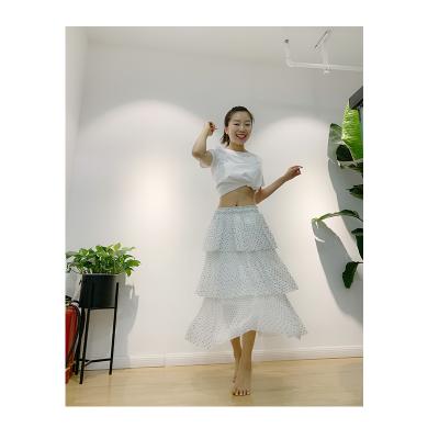 China Wholesale Plus Fashion Design Size Summer Simple Casual Chiffon Pleated Long Maxi Women Skirts for sale