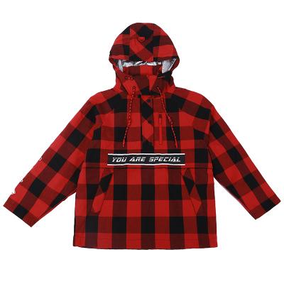 China Other China Factory Good Price Red Plaid Fashionable Jackets Check Trend Coat Plaid Hooded Jackets for sale