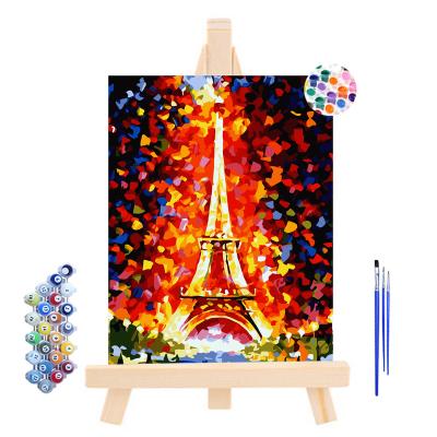 China Modern Framed Canvas For Beginners Wall Art Quality Canvas Romantic Paris Preprinted DIY Home Decor Painting By Numbers Eiffel Tower for sale