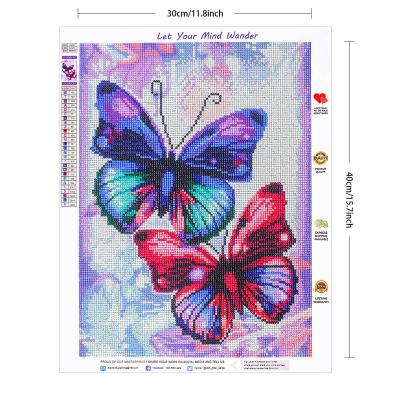 China DIY Beautiful Eco-friendly Butterfly Round Rhinestone Embroidery Ornaments Arts Crafts DIY 5D Diamond Painting Wall Decor By Number Kit for sale