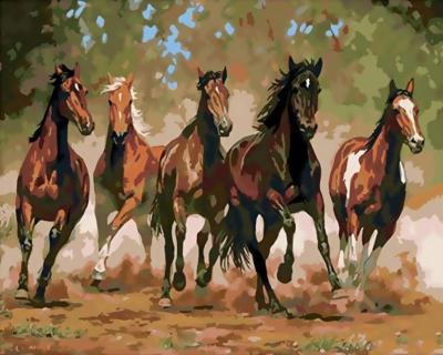 China Modern DIY Painting By Numbers Good Horse Picture Animal Drawing Set Decorative Hand Painted Wall Art New Year Gift Canvas Oil Painting for sale