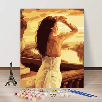 China Modern Abstract Oil Painting With Frame Bedroom Wall Art Decoration Diy Beautiful Sexy Girl Lady Background Painting By Numbers for sale