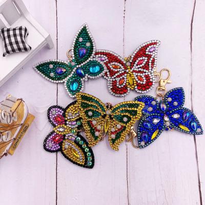 China Custom Shiny Butterfly Logo Other Chains Rings Spray Beautiful Durable Butterfly Brings Love Diamond Painting Key Chain for sale