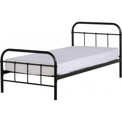 China Adjustable Single Black Bed Size (Height) Single Metal Bed Frames Wrought Iron Bed for sale