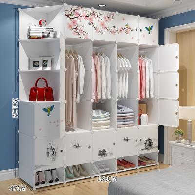 China (Size)Adjustable Hot Sale Household DIY Clothes Cabinet Foldable Plastic Storage Wardrobe for sale