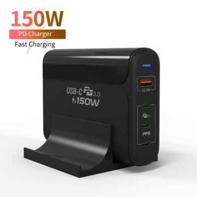 China Tablet Phone Laptop Charging 4 Ports 150W High Power Palladium Charger Quick Fast Desktop Charger for sale