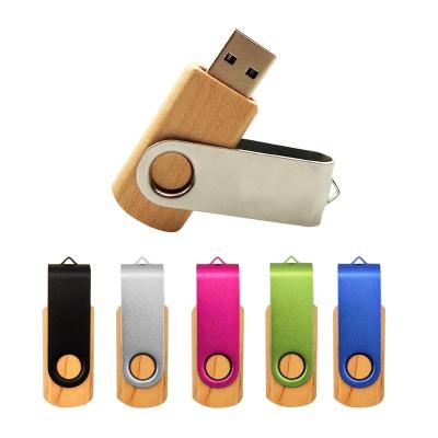 China Wooden 4GB 8GB 16GB Wooden Spin Pen Drive Wedding Gift Memoria Usb for sale