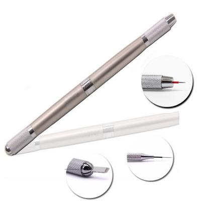 China Hotsale Permanent High Quality Functional Aluminum Double Heads Disposable Microblading Eyebrow Pen From Guangzhou Factory for sale