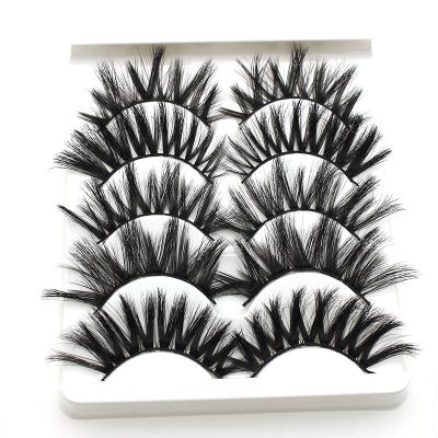 China Free Sample Custom Fluffy Eyelash Crisscross Packing 25mm Private Label 3D Silk False Eyelashes 5 Pairs Mink Lashes Dropshipping for sale