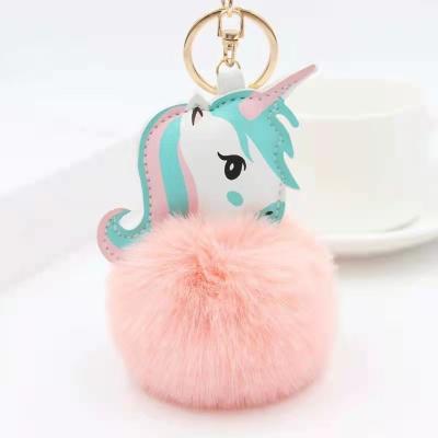 China Promotion Gift New Style Unicorn Plush Unicorn Key Chain Pompom for sale