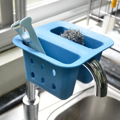 China Viable Kitchen Accessories Sinks Hanging Storage Drain Rack Kitchen Sink Drain Basket Hanging Basket for sale