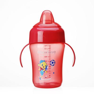 China BPA Free Plastic PP Suction Spout Baby Sippy Water Cup With Handles Lid For Baby Sippy Water Cup for sale