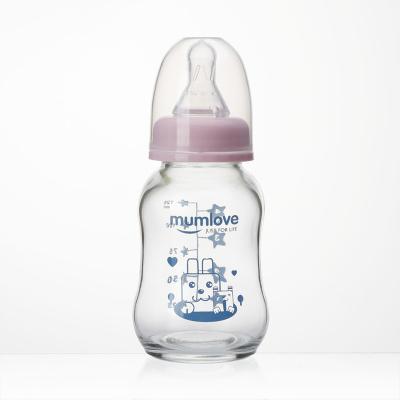 China Manufacturers Cheapest BPA Free Glass Baby Feeding Bottle 125ml Feeding Bottle for sale