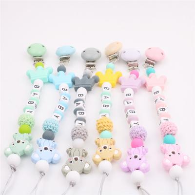 China Wholesale Food Grade BPA Free Baby Teething Dummy Pacifier Chain Clip Silicone Holder Newborn Baby Pacifier Holder for sale