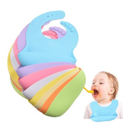 China Custom BPA Free Bpa Free Food Grade Feeding Waterproof Baby Silicone Bib Set Colorful Silicone Baby Bib for sale