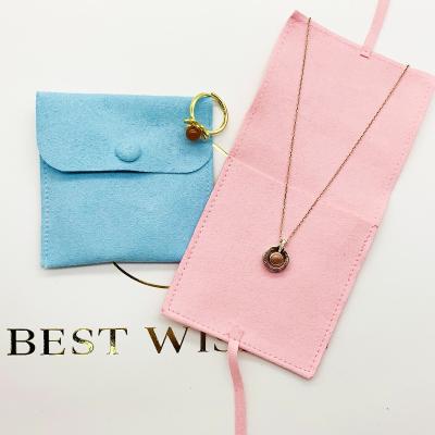 China Custom Printed Logo Envelope Pink Boxes Jewelry Pouch Multifunctional Jewelry Bag and Gift Packaging Bag with Button for sale