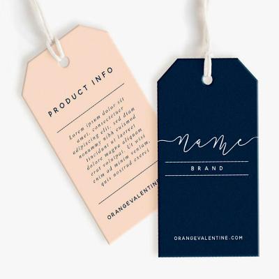 China Sustainable/Recyclable Custom Luxury Hanging Label With Clamps Free Special Swing Paper Product Hang Tags For Apparel Garment for sale