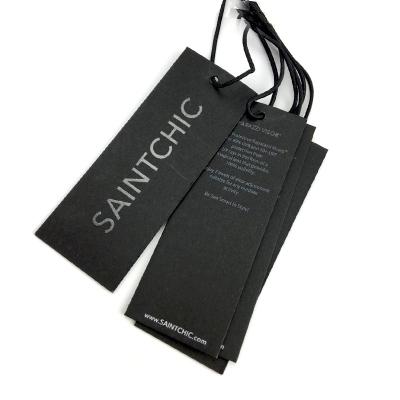 China Sustainable / Recyclable Luxury Brand Black Apparel Shoe Bag Garment Accessories Custom Logo Clothing Hang Tags Custom Hangtags Labels for sale