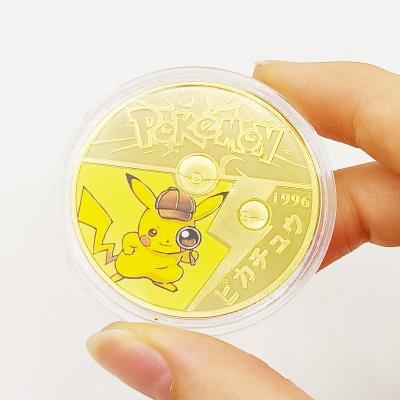 China Japan Ready To Ship Charizard Pikachu Squirtle Metal Gold Pokemon Silver Commemorative Coin Bank For Kids for sale