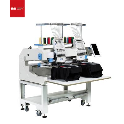 China BAI two head 12/15 needle high speed computer multifunctional hat embroidery embroidery machine price/shirt/flat/3D/sequin/Cording/Beading/Chenille for sale