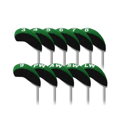 China Protect Golf Club Black And Green Custom Logo Neoprene Factory OEM Iron Golf Club Covers for sale