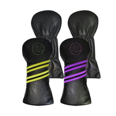 China Protect Golf Club Black PU Leather Factory OEM Scratch Custom Colored Golf Head Cover for sale