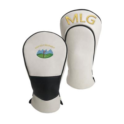 China Protect Golf Club Grid Shape White Factory OEM PU Leather Head Cover Golf for sale