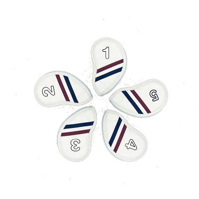 China Protect Cute Hot Selling OEM Golf Club Velcro PU Leather Cheap Custom Iron Head Covers for sale