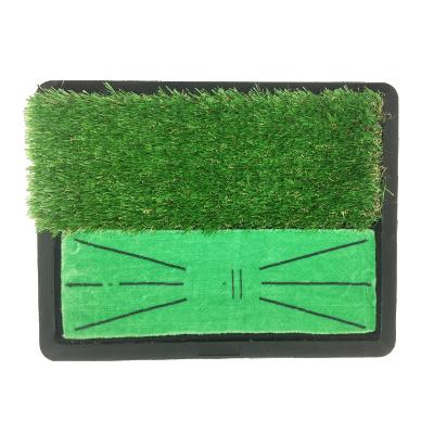 China Custom Mini Golf Size 45x35x4cm Double Bottom Rubber Lawn Practice Hitting Mat Putting Mat for sale