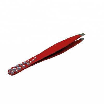 China Eyebrow Plucking Faux Stone Stainless Steel Eyebrow Tweezers Eyelash Extension Tweezers Private Label Hijoyseen for sale