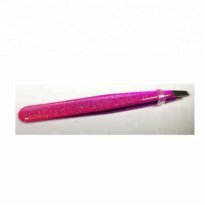 China Professional Oblique Eyebrow Stainless Steel Tip Tweezers Sticker Tweezers With Glitter False Eyelash Tweezers for sale