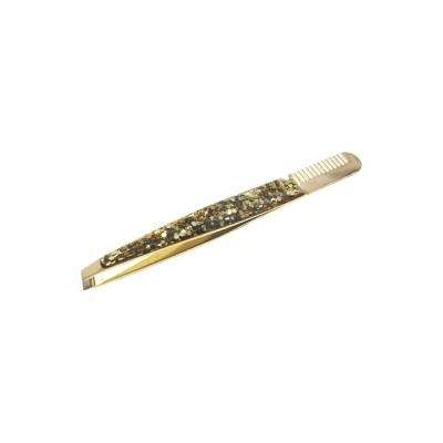 China Custom Glitter Comb Available Super Hit Logo Gold Eyelash Extension Tweezer Lash Eyebrow Brush Tweezer With Products for sale