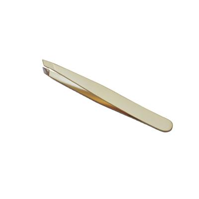 China Best Selling Eyebrow Beauty Gold Finishing Stainless Steel Eyebrow Tweezers From China for sale