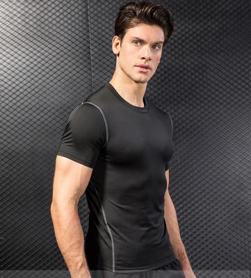 China 2022 breathable wholesale gym wear black and white colors elastic quick dry fitness men sports running t shirts for sale