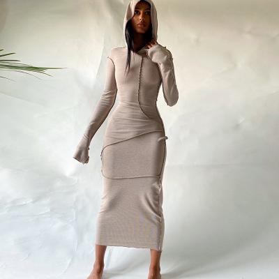 China 2022 Women's Hoodies Bodycon Dress Long Sleeve Beach Wear Hoodie Summer Tight Sexy Anti-Static Long Dress Bodycon Dress for sale