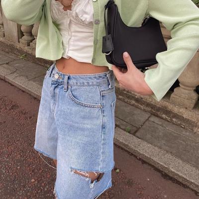 China Breathable Ladies Summer High Waisted Slim Jeans Loose Wide Leg Shorts For Women for sale