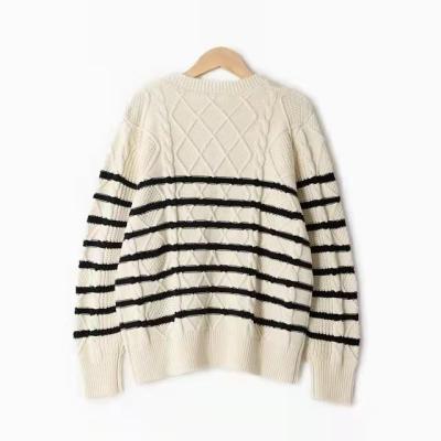 China Autumn And Winter Striped Women's Sweater Women's Pullover Sweater 2021 New Anti-shrinkage Women's Sweater for sale