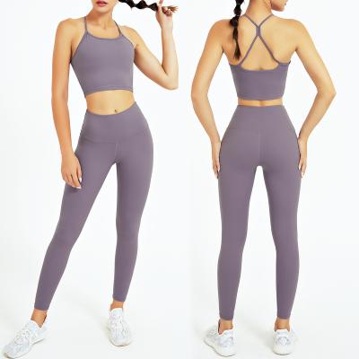 China China Factory Direct Selling Lulu Material Comfortable Breathable Workout Sets Quick Dry Compress Two Pieces Women Yoga Sets for sale