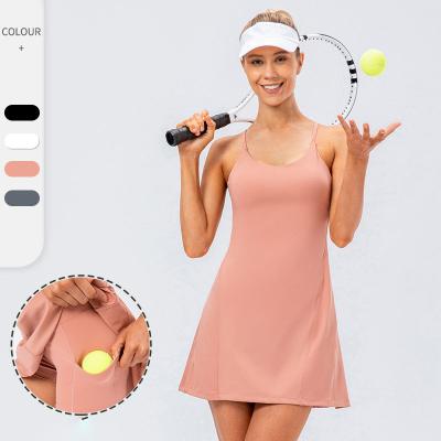 China Hot Sale Strap 2pcs Tennis Naked Feeling Women Quick Dry Set 2022 High Stretch Sports Tennis Golf Quick Dry Dress for sale