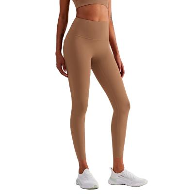 China New Breathable Lulu Material High Elastic Naked Feeling High Waist Leggings Butt Lift Workout Leggings See No Tik Tok Leggings for sale