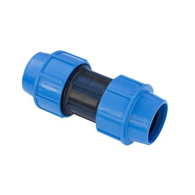 China Easy Installation Manufacturer Hot Selling HDPE Pipe Fitting Coupling Fitting For Farmland Drip Irrigation System for sale