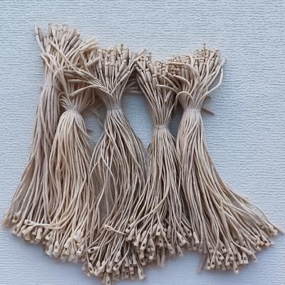 China Sustainable Wholesale Garment Hangtag Strings 12CM 18 CM 20 CM Bullet Cotton Nylon Cord Hang Seal Tag String For Clothing Snap Lock for sale