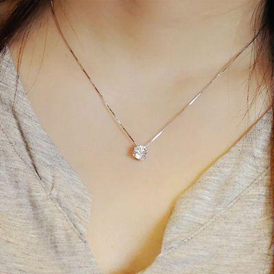 China 2021 Lead Free Nickel Free Zircon Necklace 925 Sterling Silver Crystal Diamond Geometric Round Pendant Jewelry Women for sale