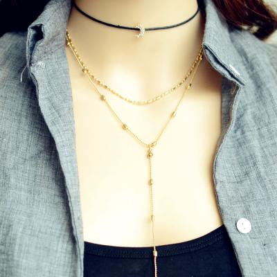 China 2021 Fashion Gold Trending Necklaces Set Layered Chain Pendant Neckerchief For Women for sale