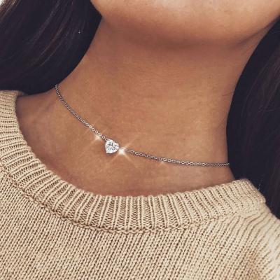 China Pupular Fashion Heart Christmas Crystal Choker Chain Necklaces Pendant Jewelry For Women for sale