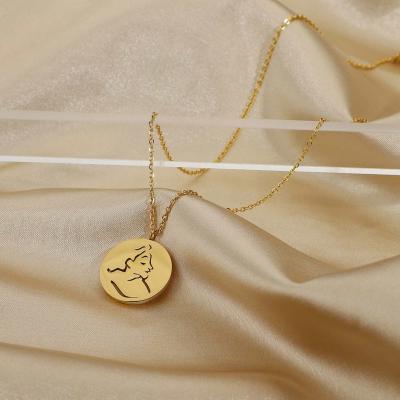 China TRENDY Gold Plated Stainless Steel Necklaces Square Rose Heart Pendant Necklace For Women for sale