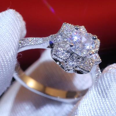 China Hot Selling Romantic 925 Silver Gold Plated Zircon Ring Engagement Ring Ladies Wedding Fashion Jewelry for sale