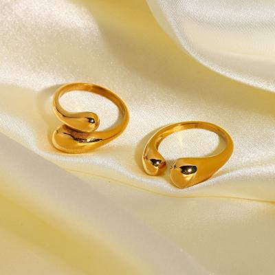 China 2021 TRENDY New Gold Plated Chubby Rings Jewelry 316L Stainless Steel Adjustable Open Rings For Women for sale