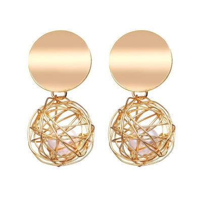 China Fashion Punk Earring Sets For Women Jewelry Pearl Drop Earrings Gold Circle Woven Ball Earrings For Women Girls for sale