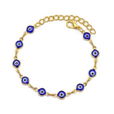 China New Hot Selling Gold Blue Devil Chain Adjustable Eyesbead Bracelet Stainless Steel Lead Free Nickel Free Eyesbead for sale